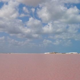 Las Coloradas, Mexiko. Pinkfarbener Salzsee.