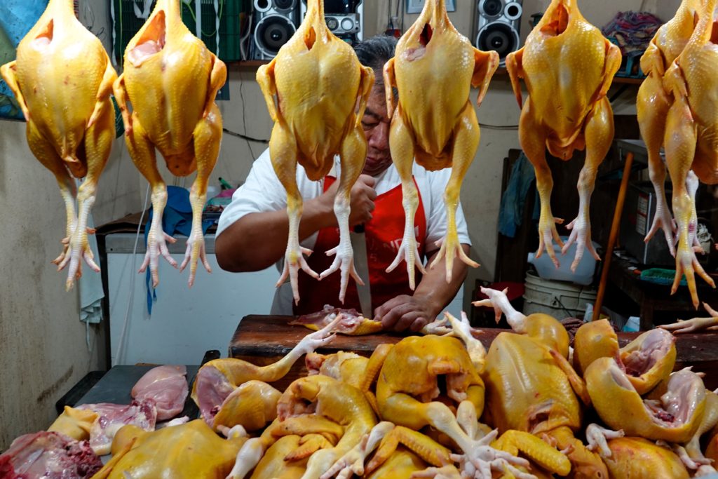 Frisch geschlachtete Hähnchen auf dem Mercado Pedro Sainz de Baranda in Campeche.
