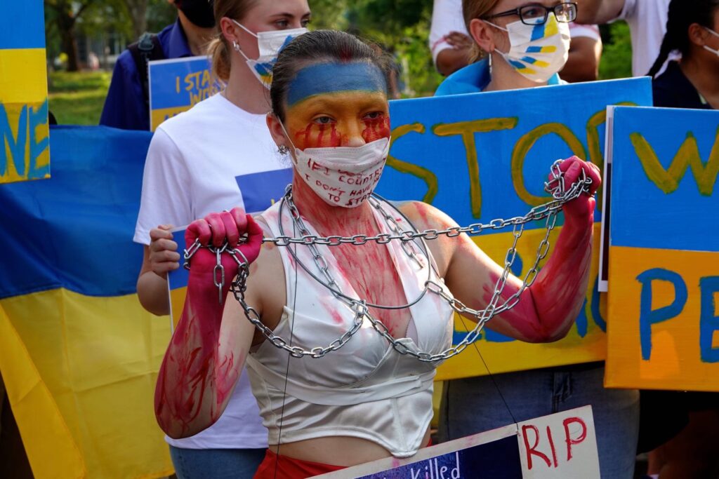 Lumphini Park Bangkok: Kundgebung gegen den Krieg in der Ukraine.